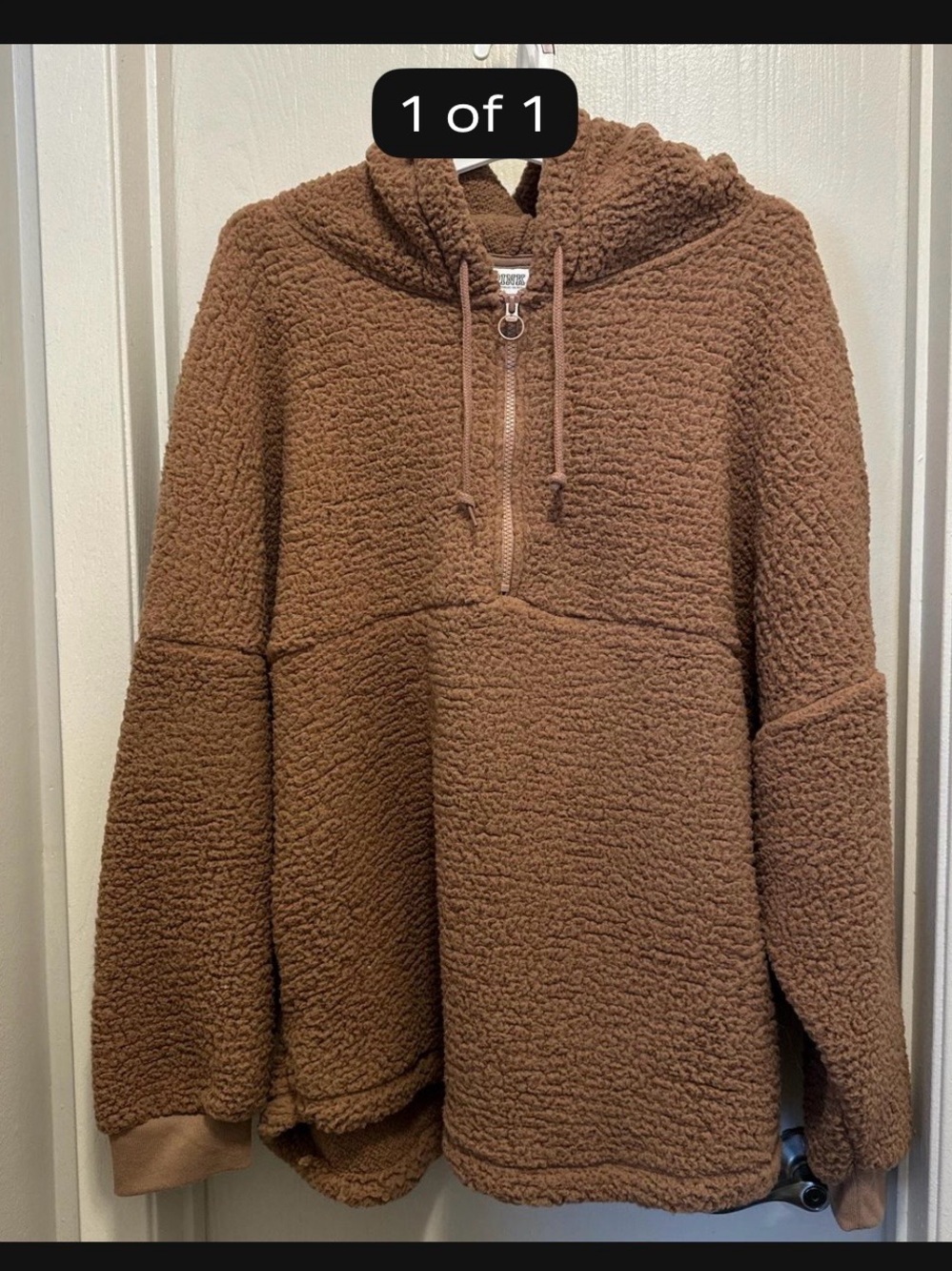 PINK Victoria's Secret Brown Sherpa Half-Zip Hoodie